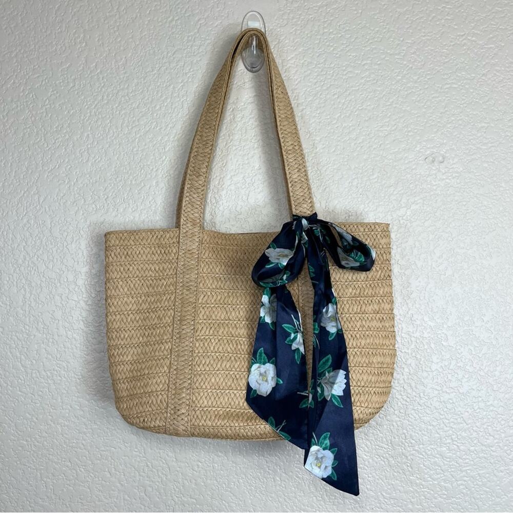 From Draper James •Straw Bag with Floral Scarf - Picture 2 of 10
